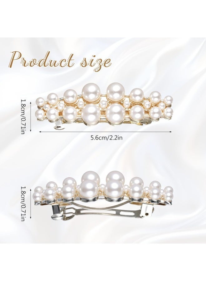 2PCS pearl hair clips, classic pearl hairpins for women, French-style bridal hair clips, suitable for parties, weddings, and other occasions. Beautiful hair clips, a great birthday gift. - Image 2